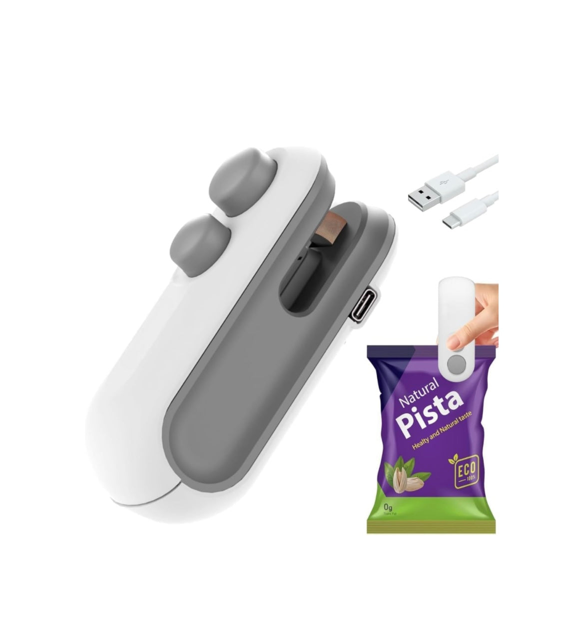 Portable Mini Sealing Machine 2 in 1 USB Rechargeable Magnetic Bag Sealer Heat Seal with Cutter