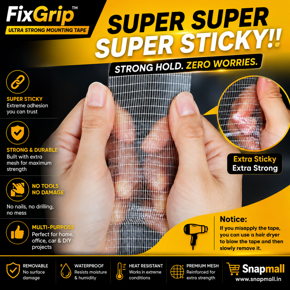 FixGrip™ — BUY 1 GET 1 FREE | Ultra Strong Double-Sided Mounting Tape