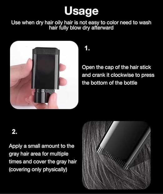 Hair Colour Comb Stick, Waterproof and Sweat-Proof Grey Hair Coverage for Men & Women, Easy Application, 20g, Black (Black, 20 g (Pack of 1)