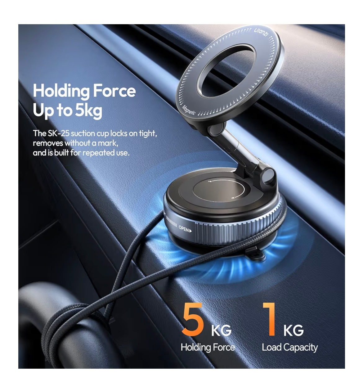 Ultra Strong Magnetic Car Phone Holder with Built-in Ring Light | 60% OFF – | Free Shipping + COD Available