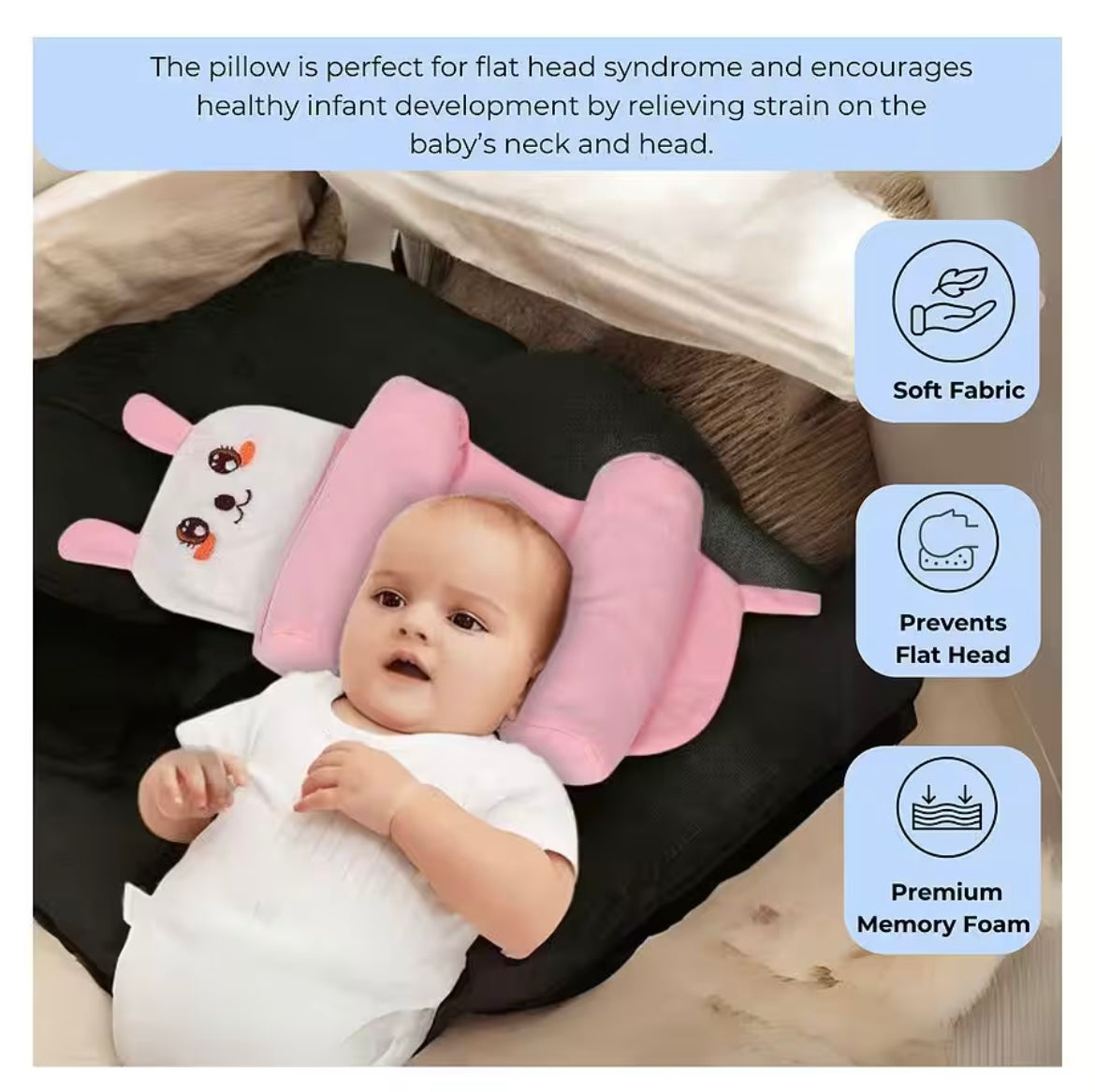 Premium Baby Neck Support Pillow for Newborns – Soft, Safe & Travel-Friendly | Free Shipping + Cash on Delivery Available