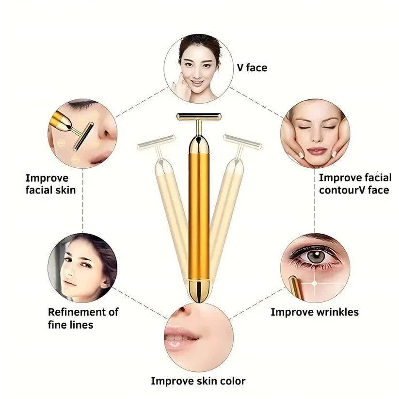 🔥 HOT SALE 🔥 24K Gold T-Shape Vibrating Face Massager 💥50%+ OFF💥💥