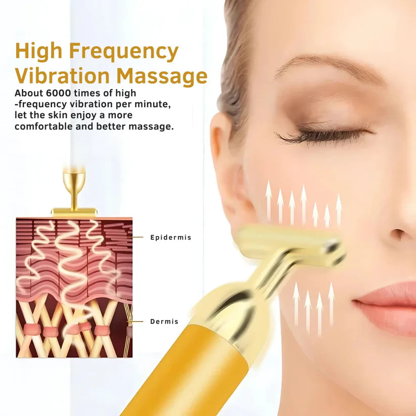 🔥 HOT SALE 🔥 24K Gold T-Shape Vibrating Face Massager 💥50%+ OFF💥💥