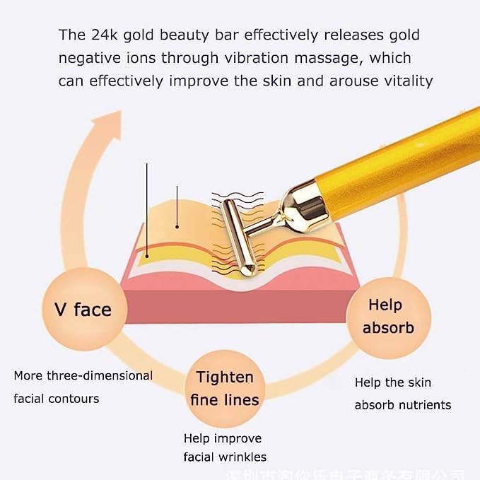 🔥 HOT SALE 🔥 24K Gold T-Shape Vibrating Face Massager 💥50%+ OFF💥💥