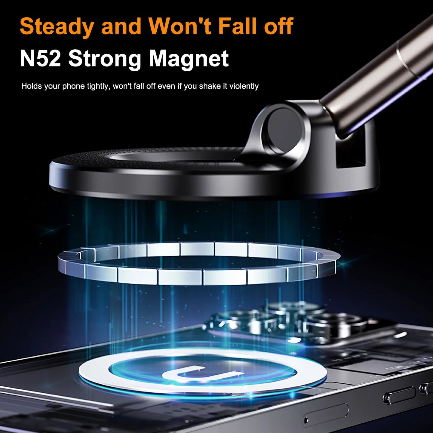 Ultra Strong Magnetic Car Phone Holder with Built-in Ring Light | 60% OFF – | Free Shipping + COD Available