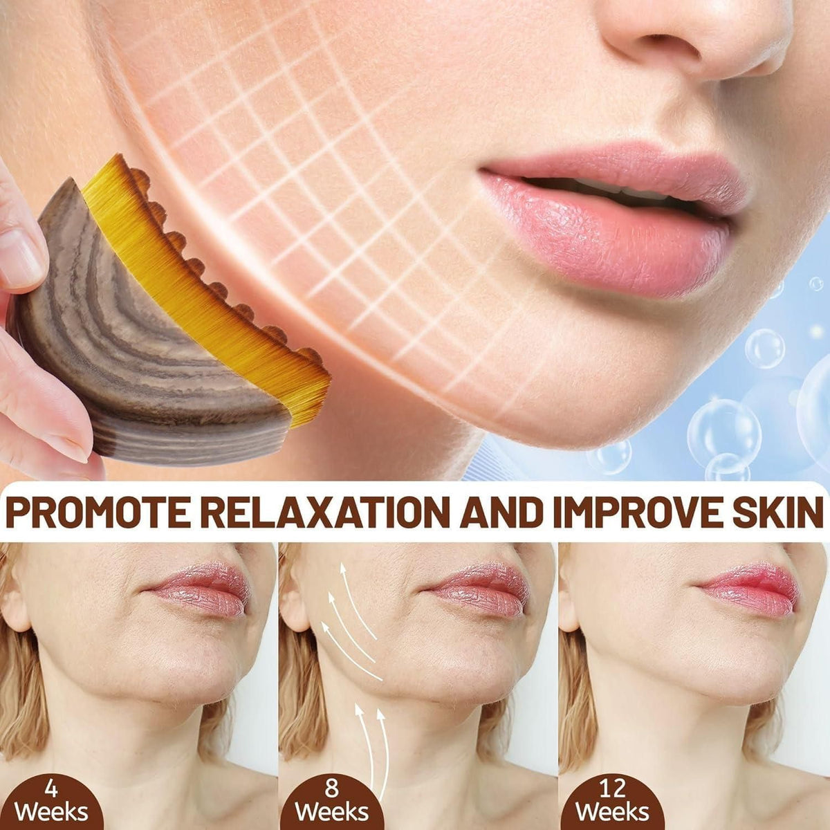Lymphatic Contour Face Brush – 2-in-1 Facial Massager for Sculpted Jawline, Neck Lift & Instant Skin Glow