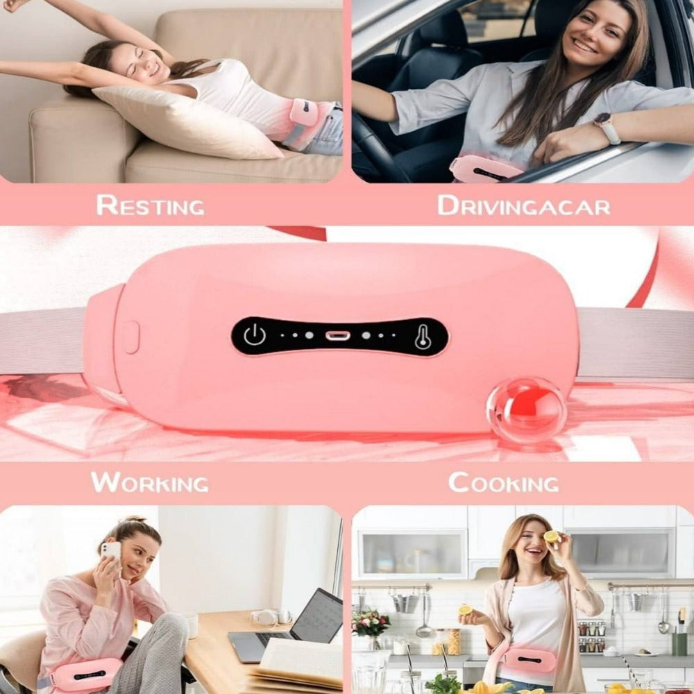 Instant Heat Period Pain Relief Device for Women | Portable Heating & Massage Belt