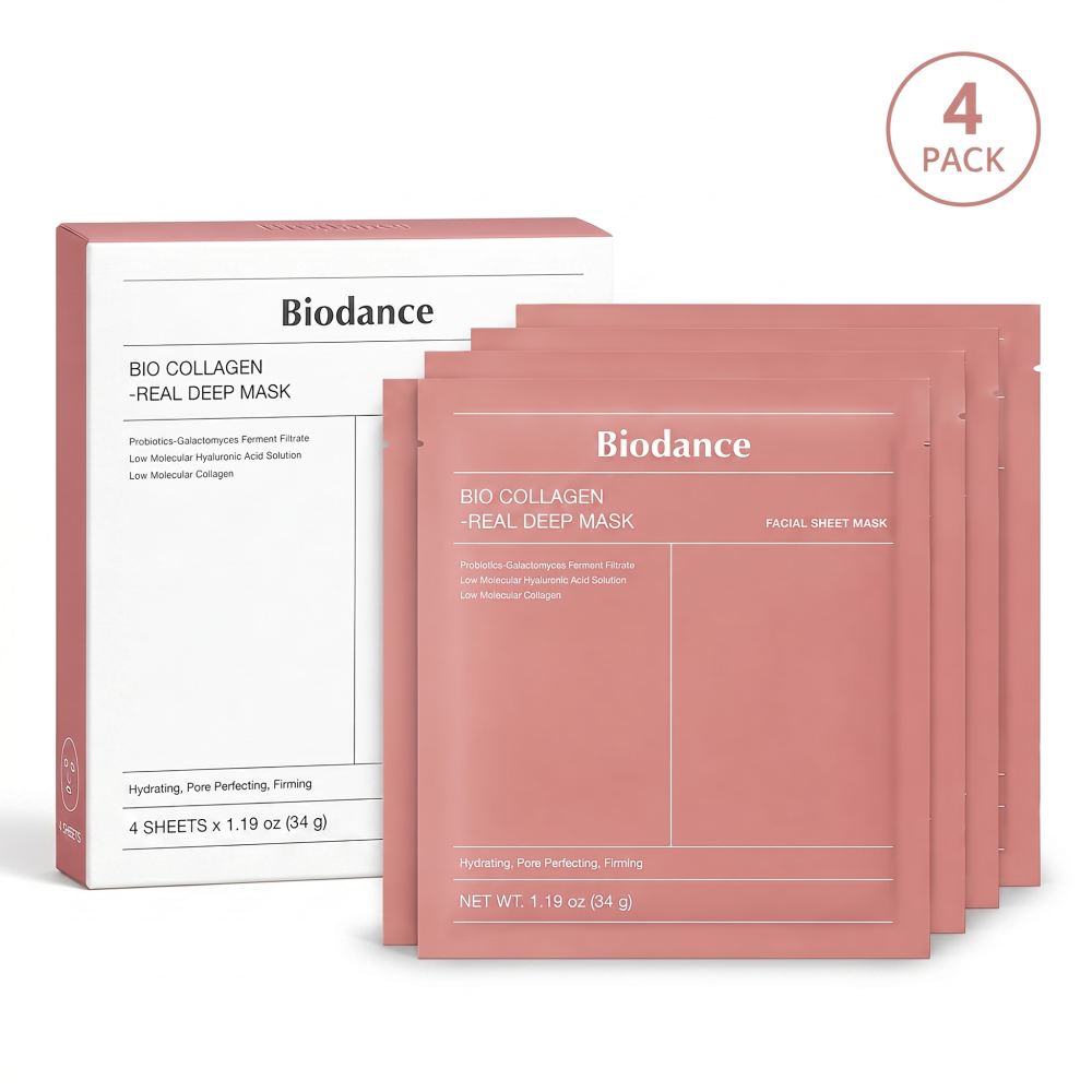 Biodance Korean Glass Skin Collagen Deep Hydration Mask – Pack of 4
