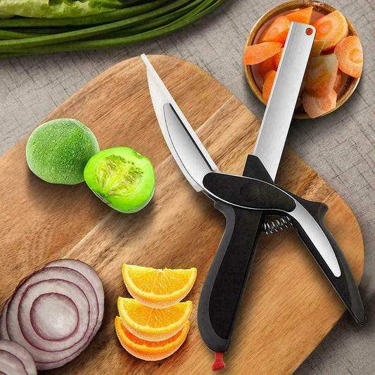 2 in 1 Spring Vegetable Kitchen Smart Scissors With Cutting Board Home Top