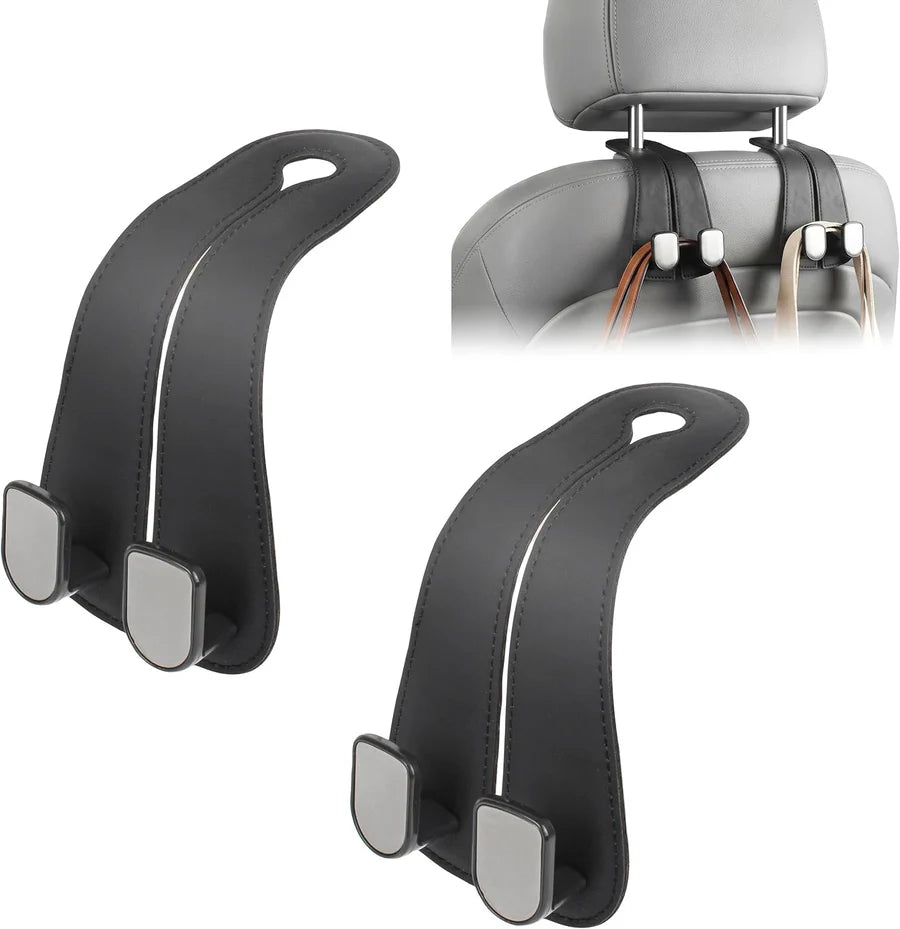 🎉 BUY 1 GET 1 FREE 🎁 | 🚗 Premium Vegan Leather Car Seat Headrest Hooks | 💵 Cash on Delivery