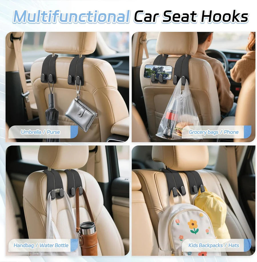 🎉 BUY 1 GET 1 FREE 🎁 | 🚗 Premium Vegan Leather Car Seat Headrest Hooks | 💵 Cash on Delivery