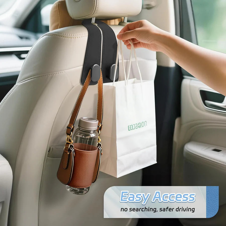 🎉 BUY 1 GET 1 FREE 🎁 | 🚗 Premium Vegan Leather Car Seat Headrest Hooks | 💵 Cash on Delivery