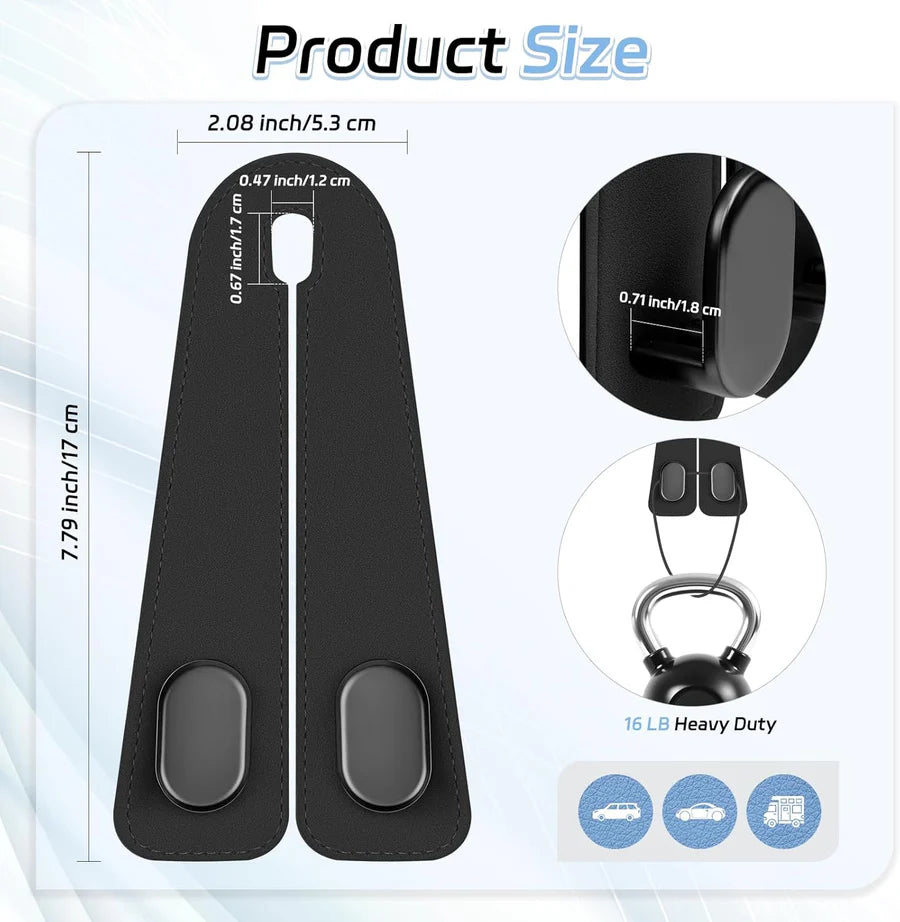 🎉 BUY 1 GET 1 FREE 🎁 | 🚗 Premium Vegan Leather Car Seat Headrest Hooks | 💵 Cash on Delivery