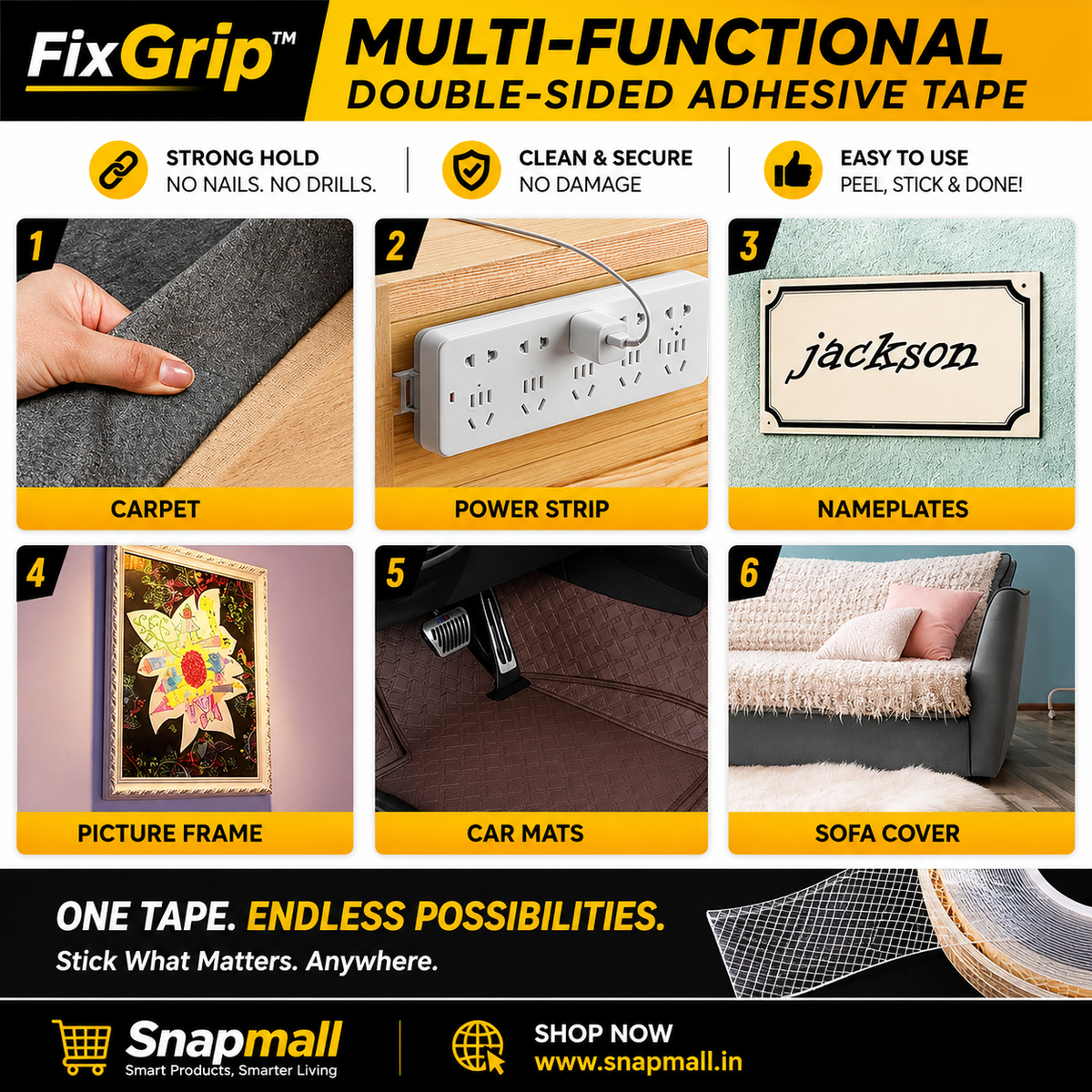 FixGrip™ — BUY 1 GET 1 FREE | Ultra Strong Double-Sided Mounting Tape