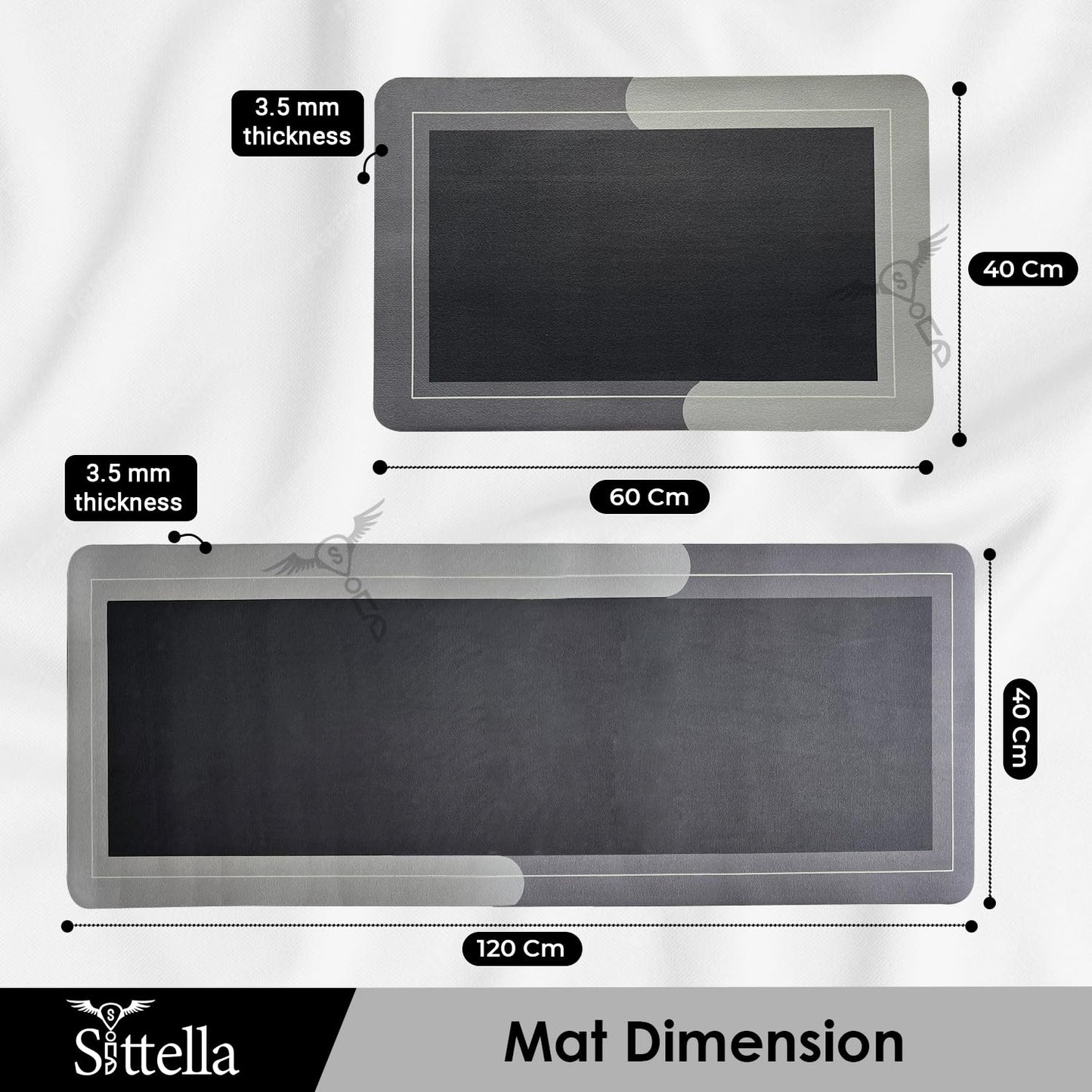 Anti-Skid Kitchen Mats (2 pcs) 3.5mm, Water Absorbent Rug, Carpets, Floor Mat for Home and Kitchen (120x40cm & 60x40cm)