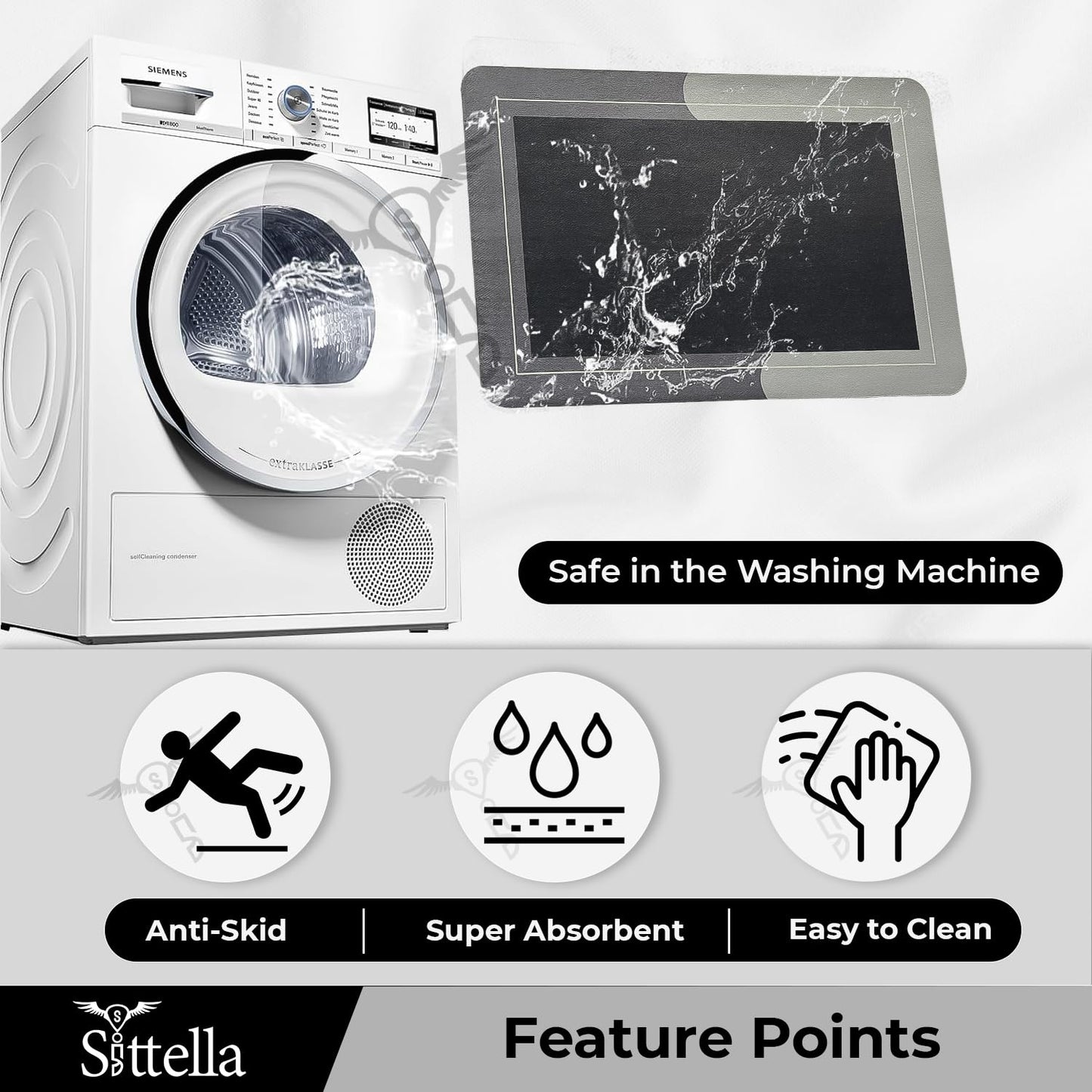 Anti-Skid Kitchen Mats (2 pcs) 3.5mm, Water Absorbent Rug, Carpets, Floor Mat for Home and Kitchen (120x40cm & 60x40cm)